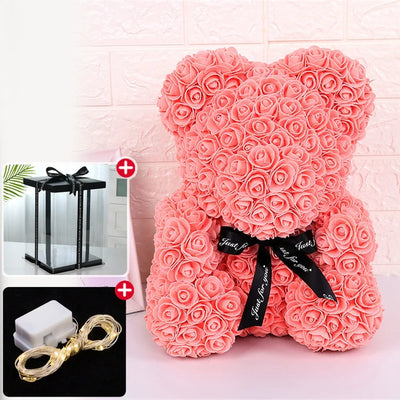 Rose Bear Artificial Flowers with LED Light Gift Box