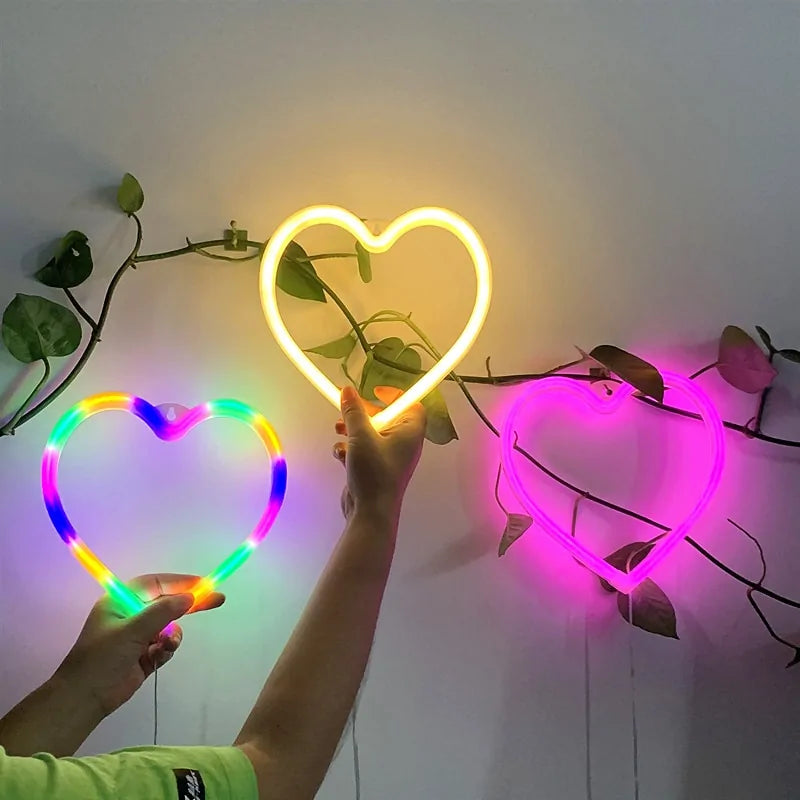 Bedroom Night Lights Neon Heart Lamp