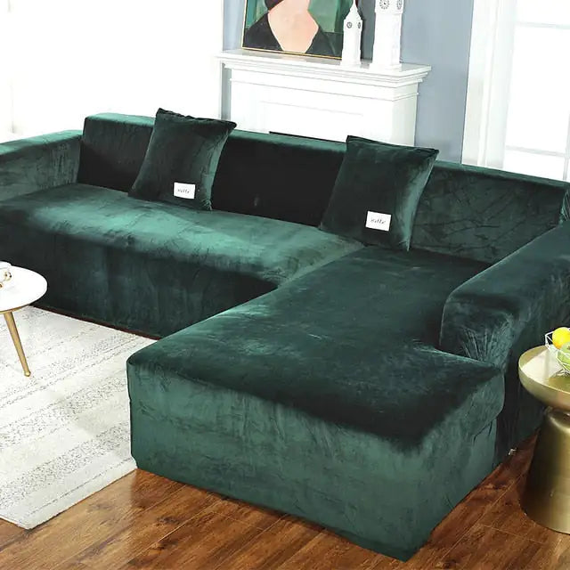 Living Room Velvet Plush L Shaped