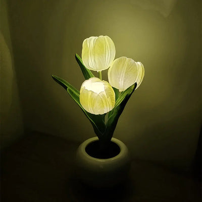 Pot Nightlights Tulips Table Lamp Room Deco