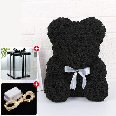 Rose Bear Artificial Flowers with LED Light Gift Box