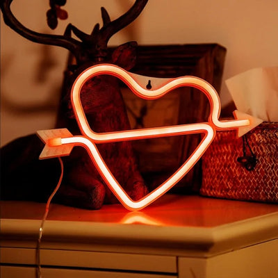 Bedroom Night Lights Neon Heart Lamp