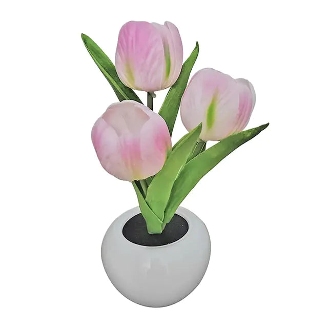 Pot Nightlights Tulips Table Lamp Room Deco